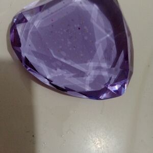 Faceted Purple Glass Crystal Heart Paper Paperweight